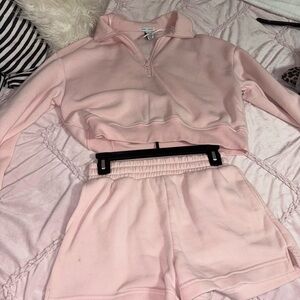 Women's Pink Athletic Shorts Set